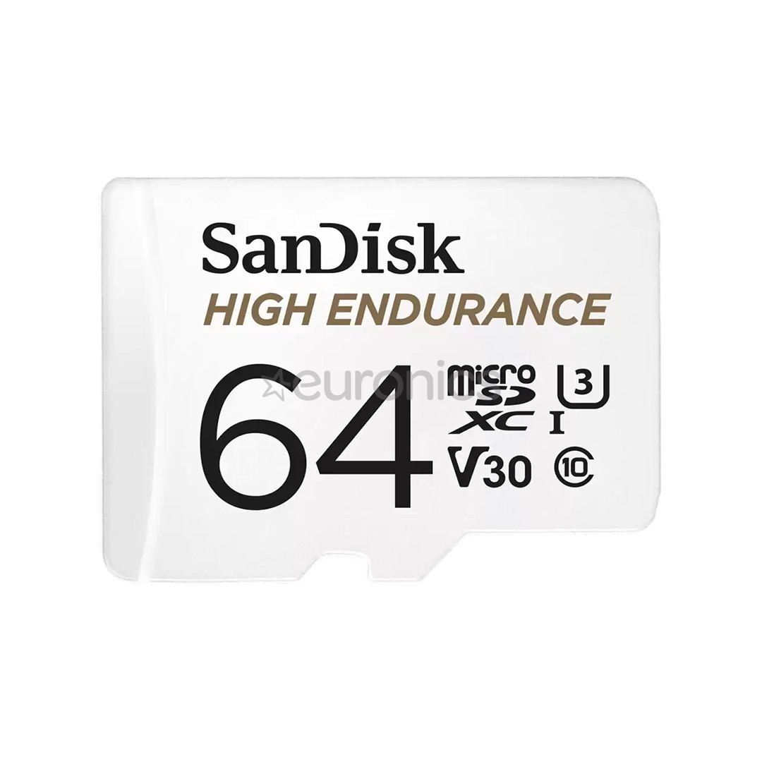 SanDisk High Endurance, MicroSDXC, 64 GB, balta - Atmiņas karte