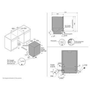 Asko, 14 komplekti - Iebūvējama trauku mazgājamā mašīna