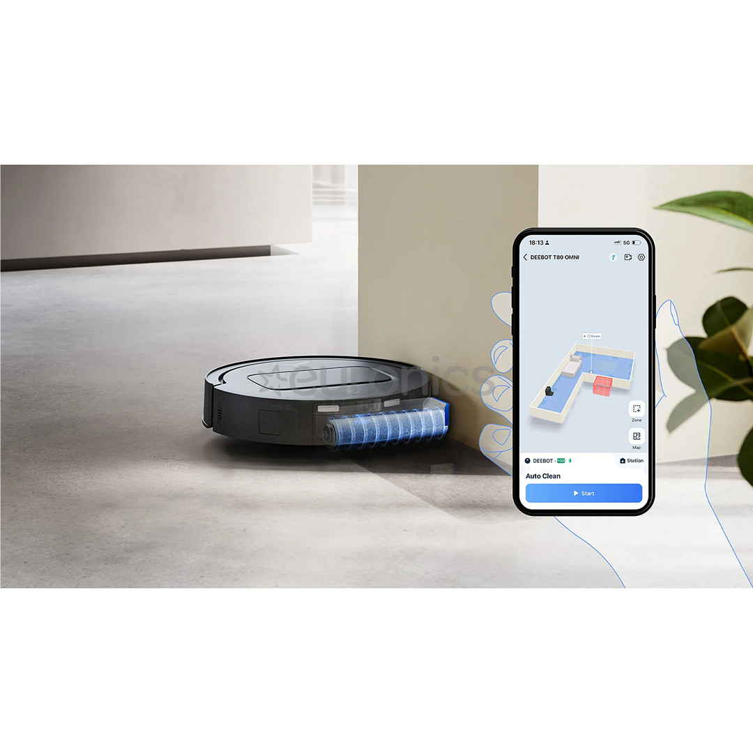 Ecovacs Deebot T80 Omni, Wet & Dry, melna - Robots putekļu sūcējs