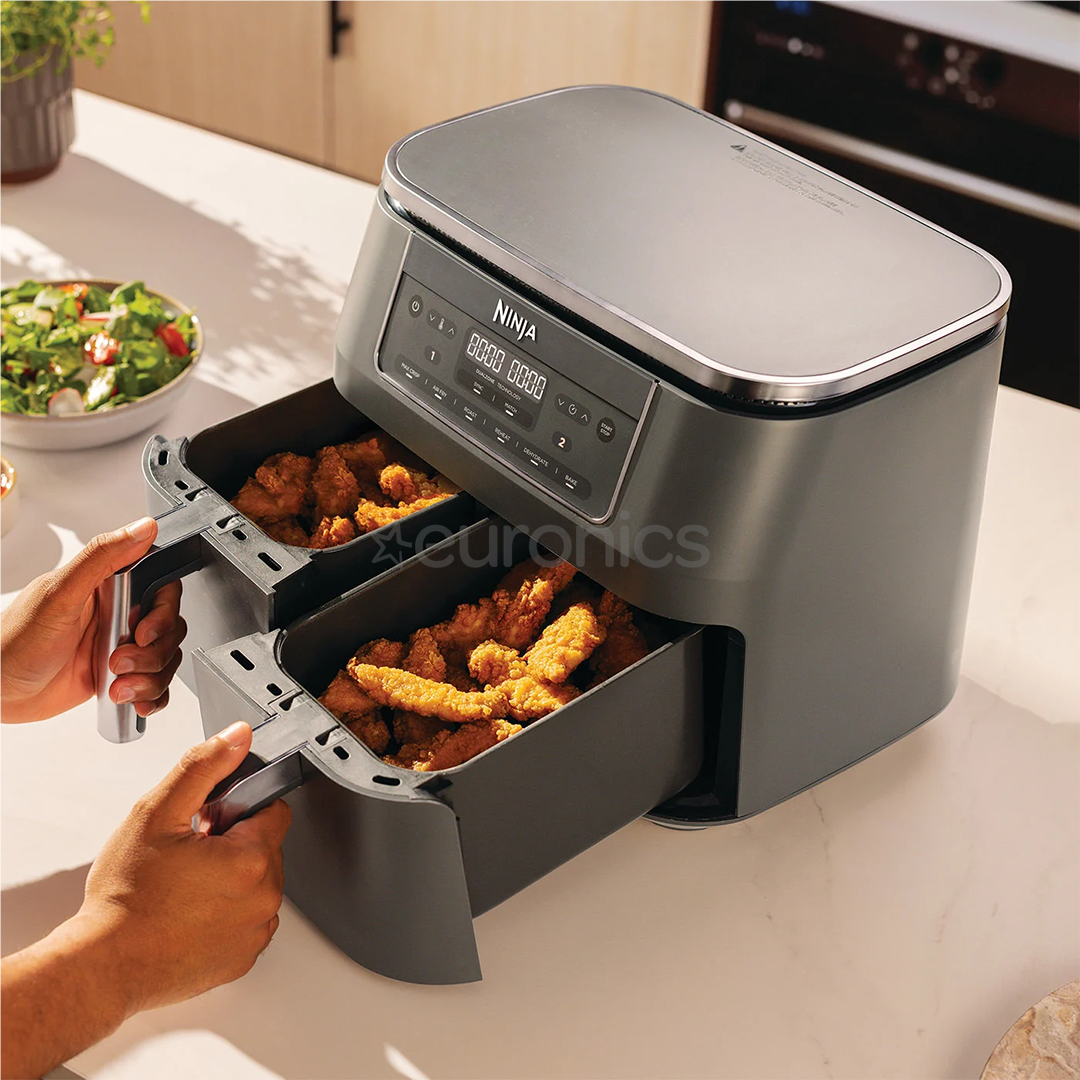 Ninja 6-in-1 Dual Zone, 7.6 L, 2470 W, tumši pelēka - Karstā gaisa friteris