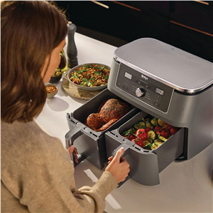 Ninja 6 в 1 Dual Zone, 9,5 л, 2470 Вт, темно-серый - Аэрогриль