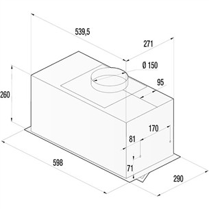 Hisense, 650 м³/ч, ширина 60 см, черный - Интегрируемая вытяжка