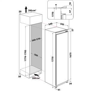 Whirlpool, 306 L, augstums 177 cm - Iebūvējams aukstuma skapis