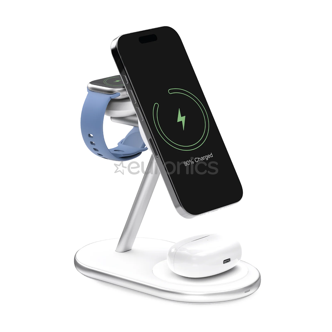 Puro Mag Station 3-in-1 Charging Stand, MagSafe, Qi2, white - Charging dock