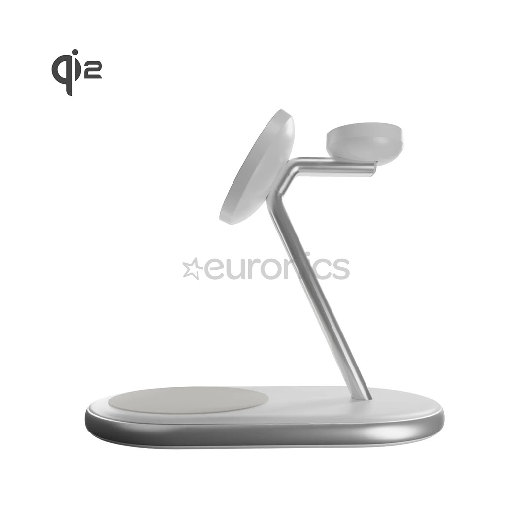 Puro Mag Station 3-in-1 Charging Stand, MagSafe, Qi2, balta - Bezvadu lādētājs