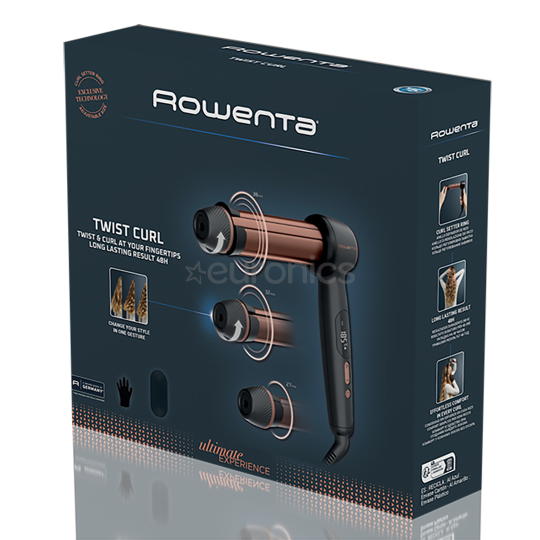 Rowenta Twist Curl, 150-210 °C, melna/rozā - Lokšķēres