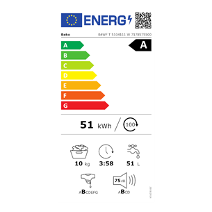 Beko, 10 kg + 10 kg - Veļas mazgājamā mašīna + veļas žāvētājs