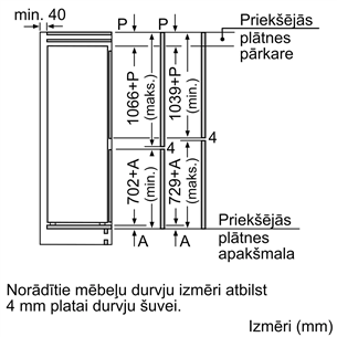 Bosch, 267 L, augstums 178 cm - Iebūvējams ledusskapis