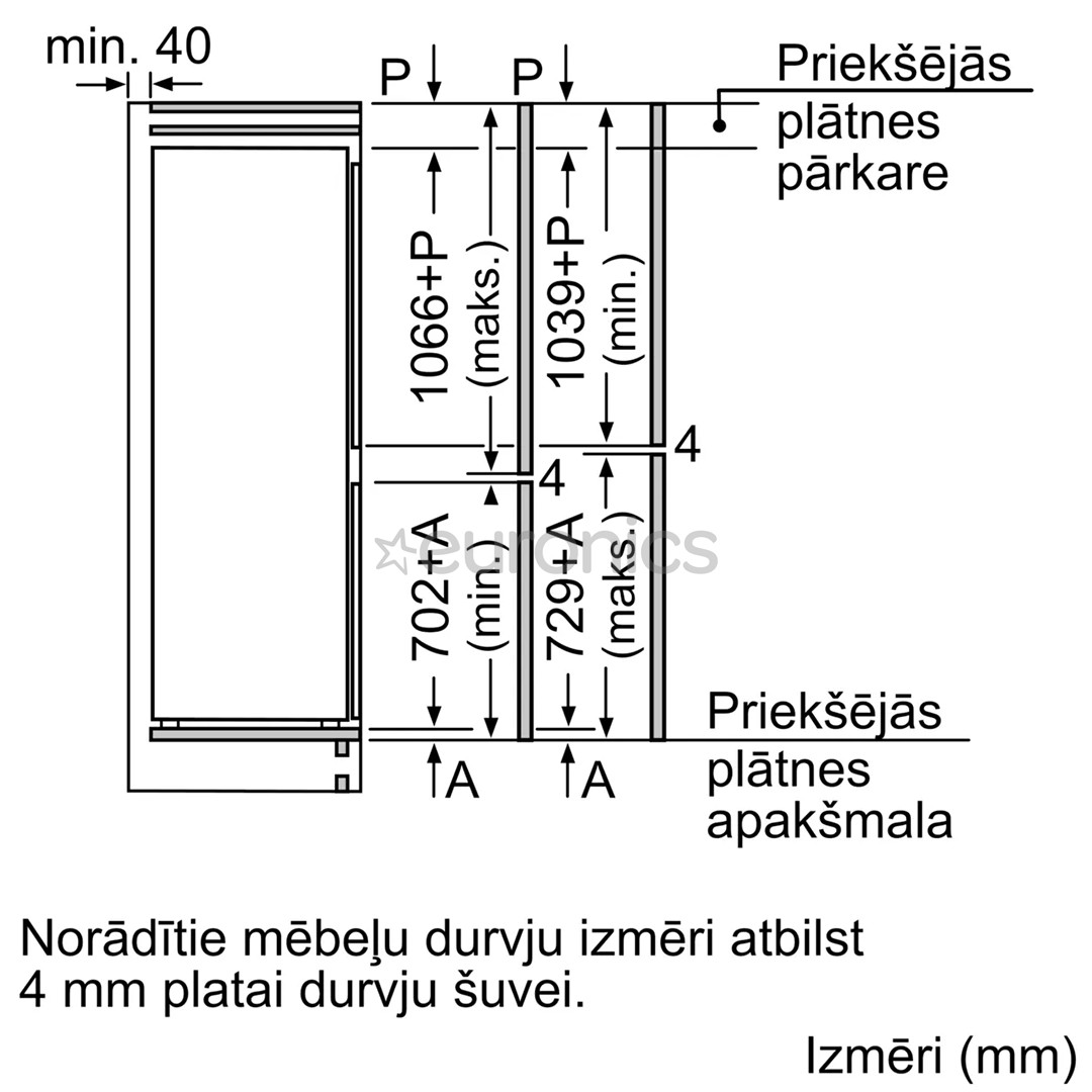 Bosch, 267 L, height 178 cm - Built-in Refrigerator