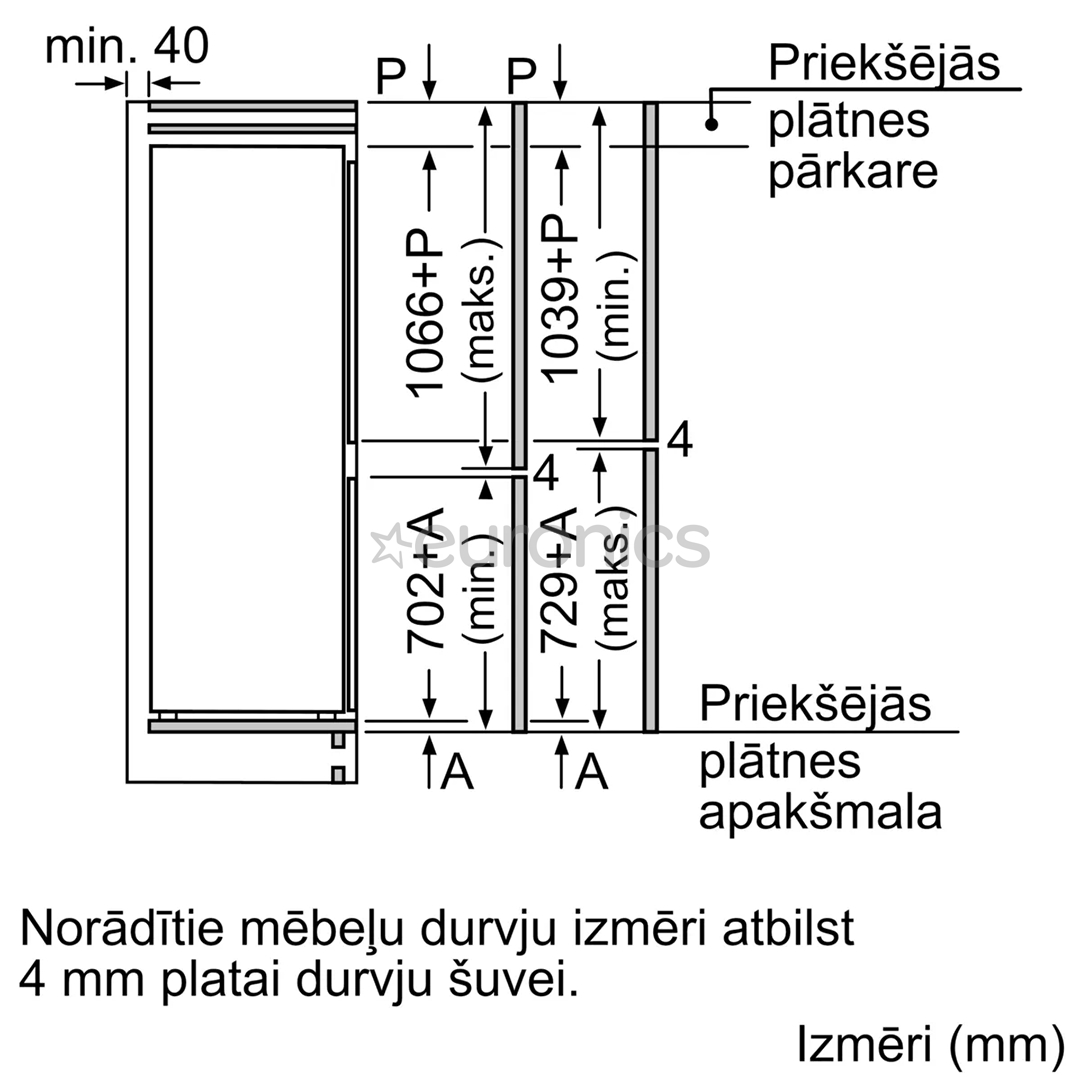 Bosch, 267 L, augstums 178 cm - Iebūvējams ledusskapis