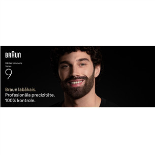 Braun Series 9, pelēka/melna - Bārdas trimmeris