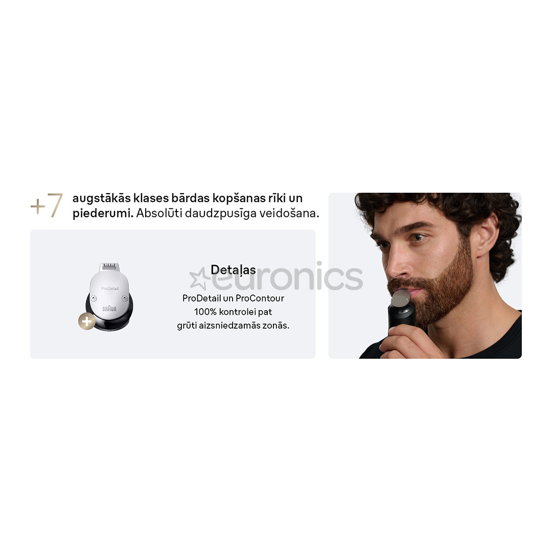 Braun Series 9, pelēka/melna - Bārdas trimmeris