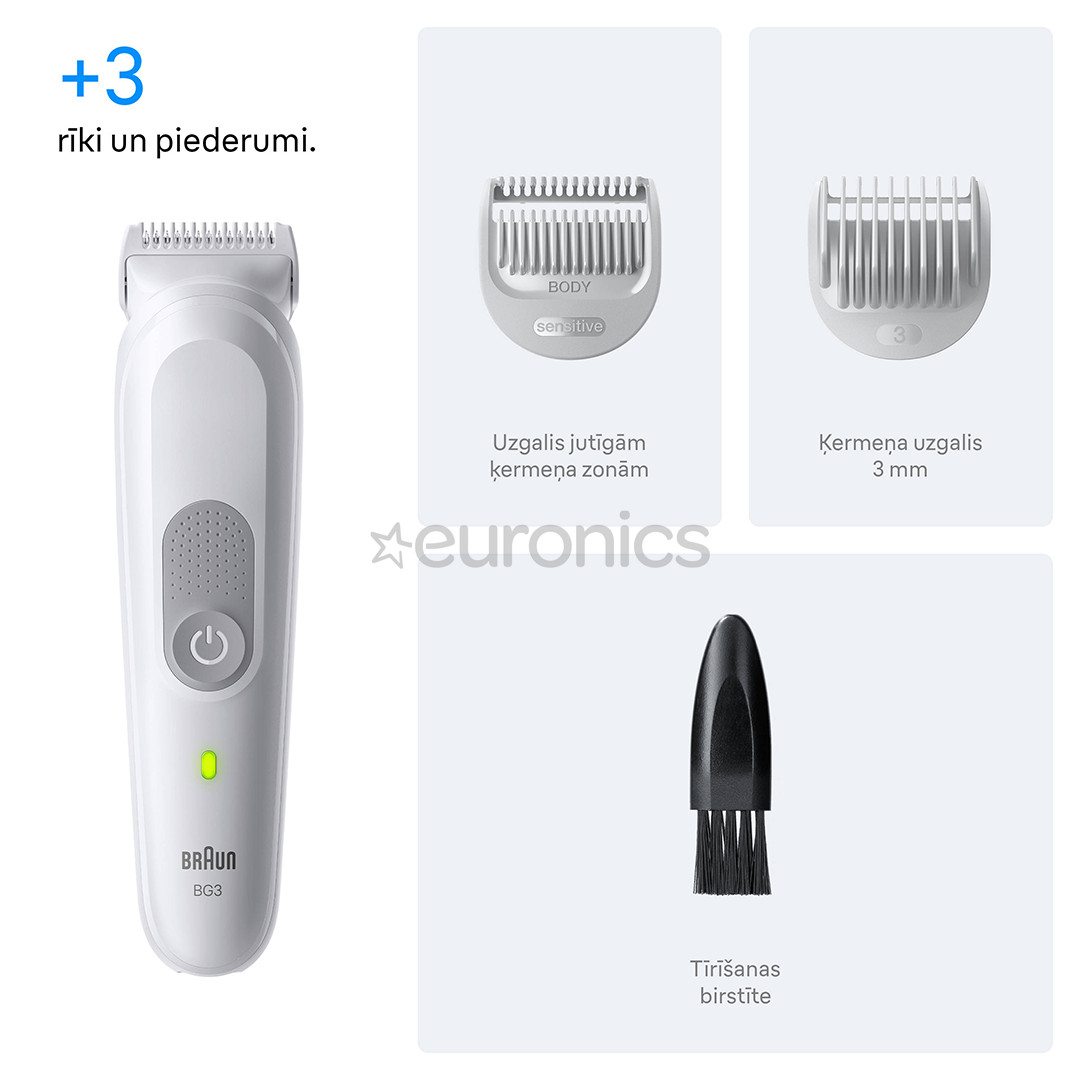 Braun Series 3, balta - Ķermeņa trimmeris