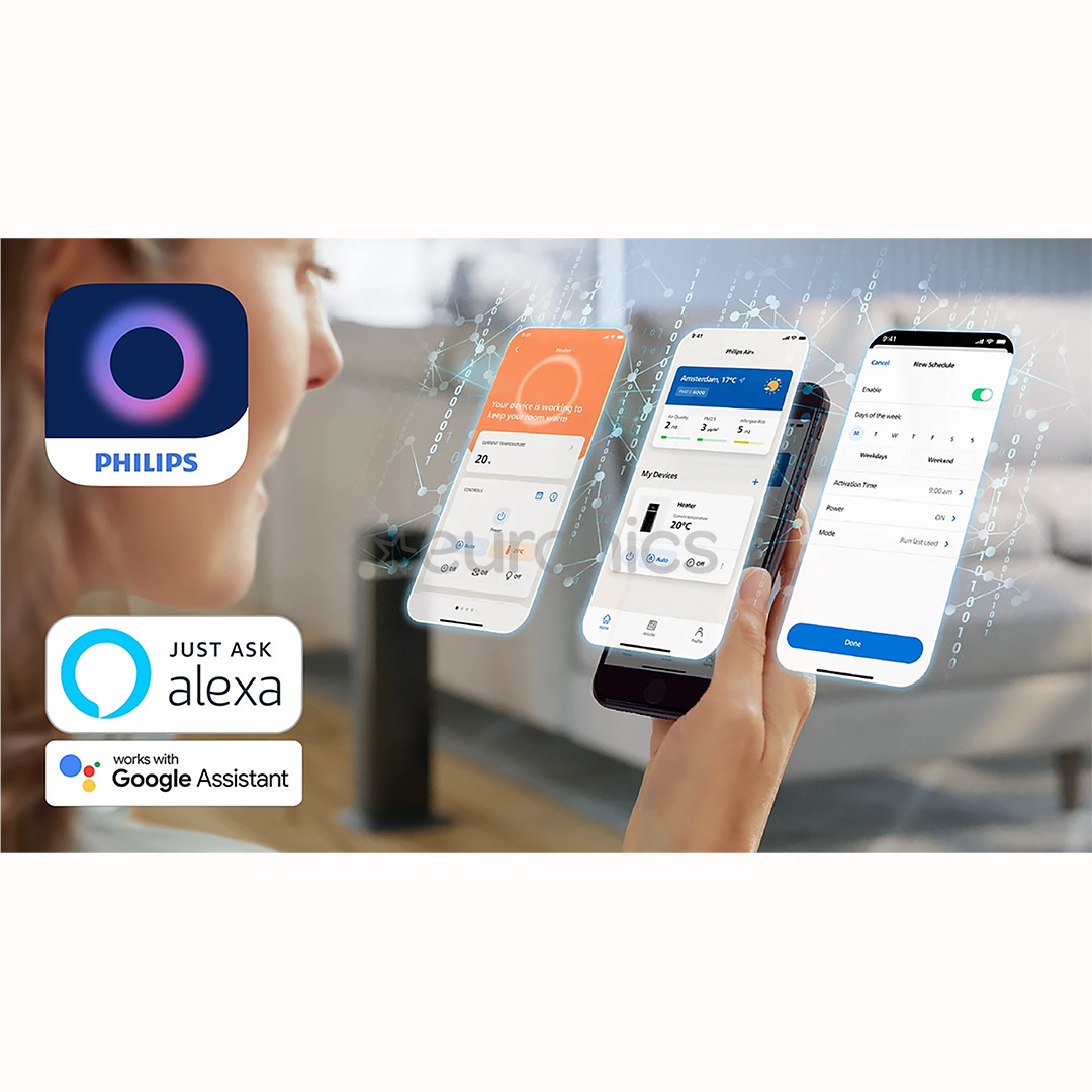 Philips 5000 Series, 2000 W, tumši pelēka/melna - Torņveida keramikas sildītājs