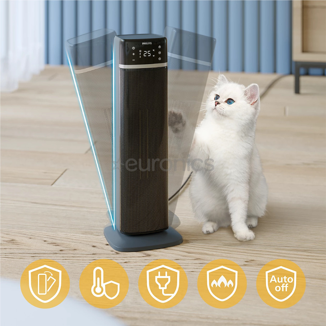 Philips 5000 Series, 2000 W, tumši pelēka/melna - Torņveida keramikas sildītājs