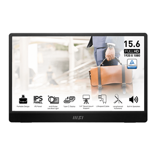 MSI PRO MP161 E2U, 15,6'', Full HD, melna - Monitors 9S6-3PB70H-045
