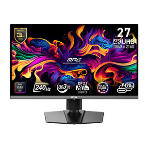 MSI MPG 272URX, 27'', 4K UHD, QD-OLED, 240 Hz, USB-C, melna - Monitors 9S6-3CD79A-015