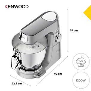 Kenwood Titanium Chef Baker XL, 7 л / 5 л, 1200 W, серебристый - Кухонный комбайн