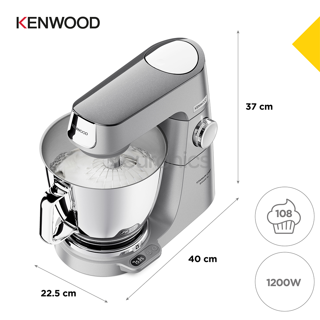 Kenwood Titanium Chef Baker XL, 7 л / 5 л, 1200 W, серебристый - Кухонный комбайн