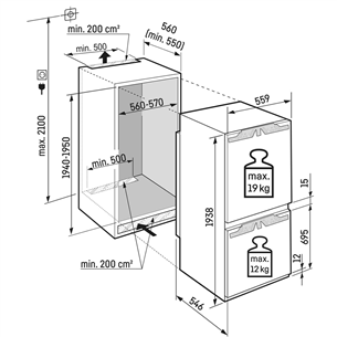 Liebherr Plus BioFresh NoFrost, 274 L, height 194 cm - Built-in refrigerator