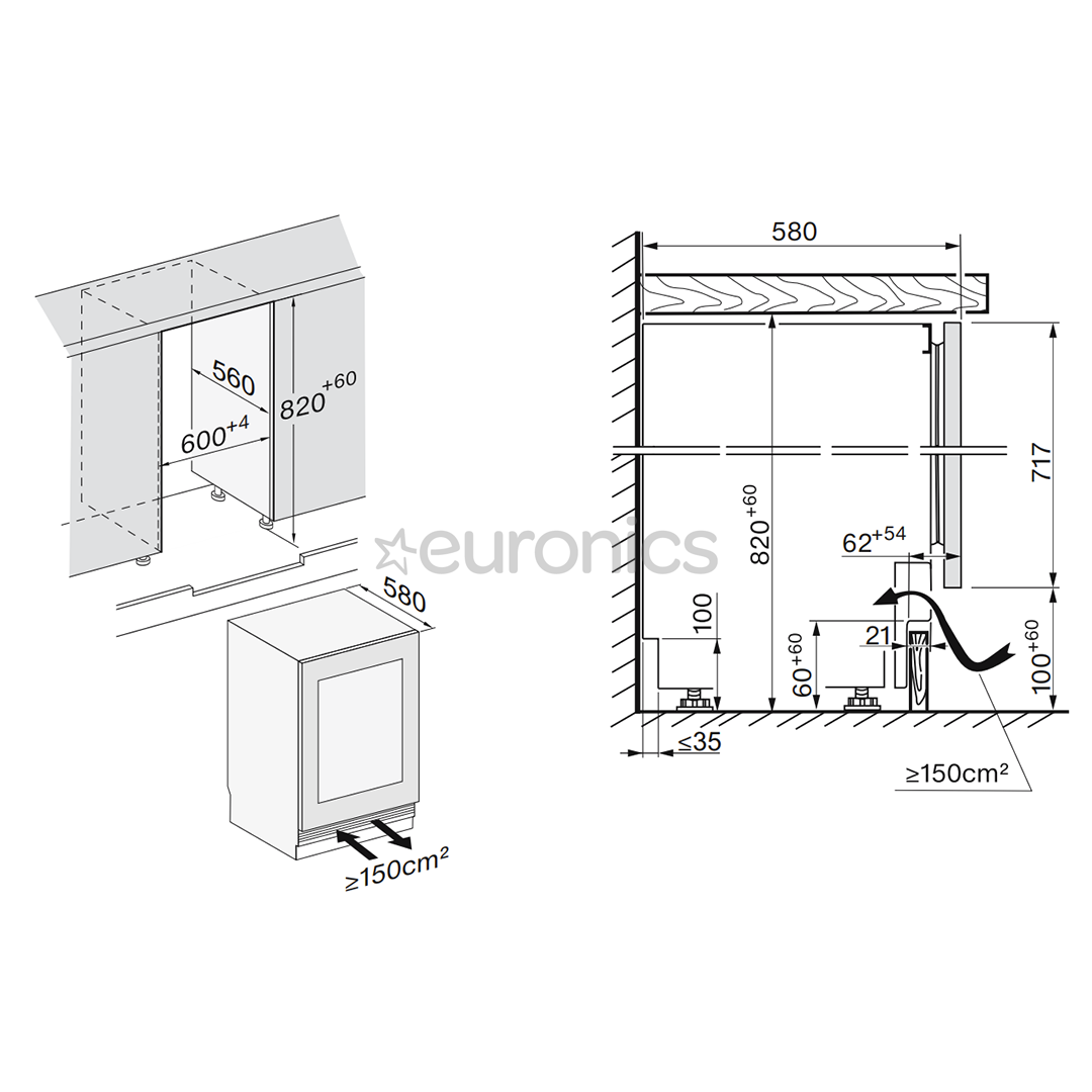 Miele, 32 pudeles, augstums 82 cm, melna - Iebūvējams vīna skapis