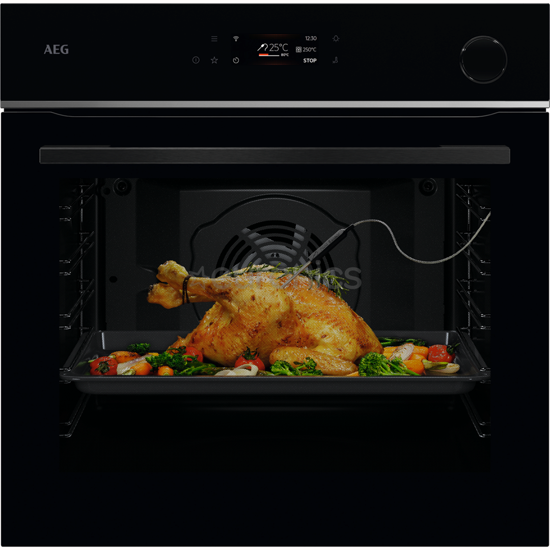 AEG 7000 Series MealAssist with SteamCrisp, 72 L, pirolītiskā tīrīšana, melna - Iebūvējama tvaika cepeškrāsns