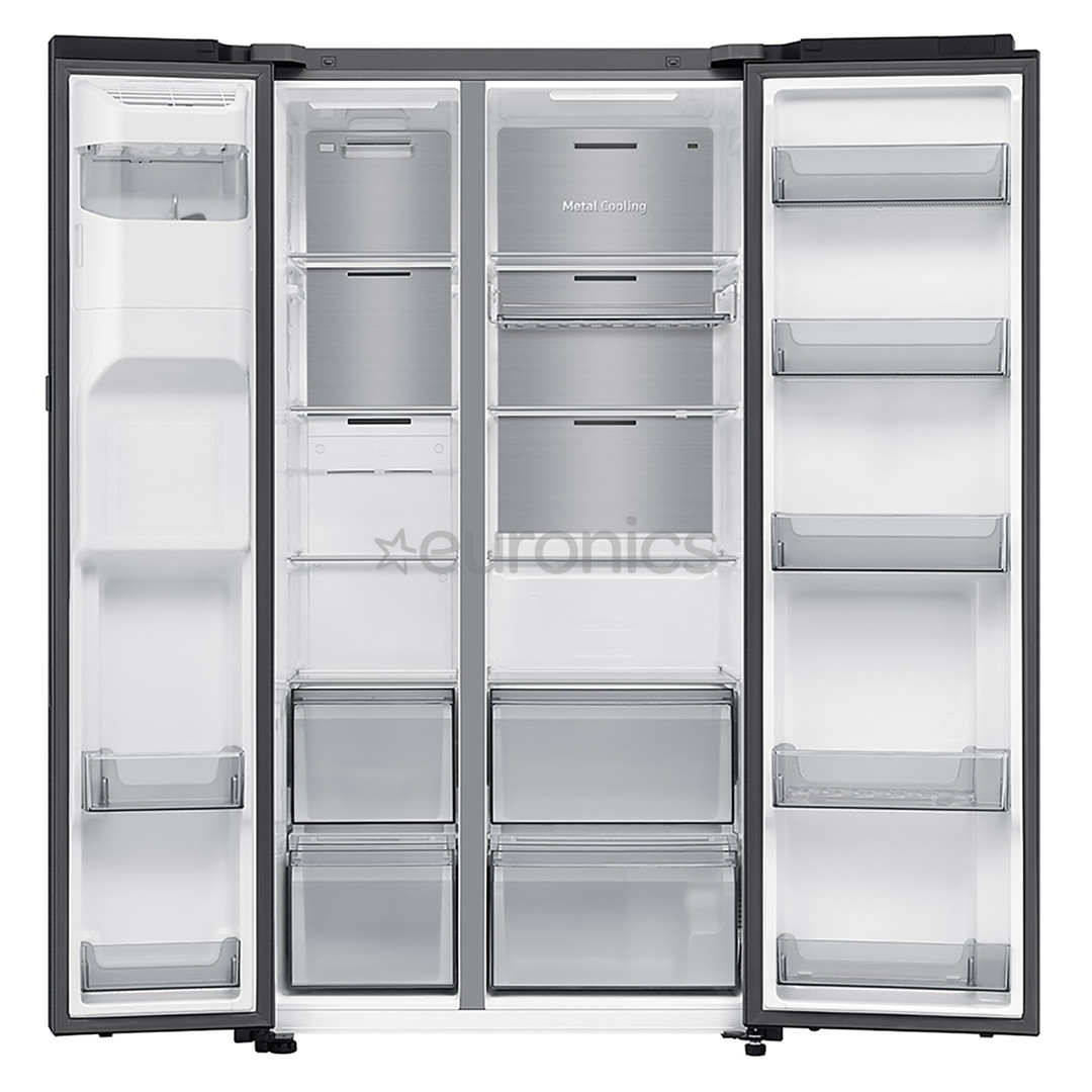 Samsung Bespoke AI Home, NoFrost, 621 л, высота 179 см, черный - SBS-холодильник