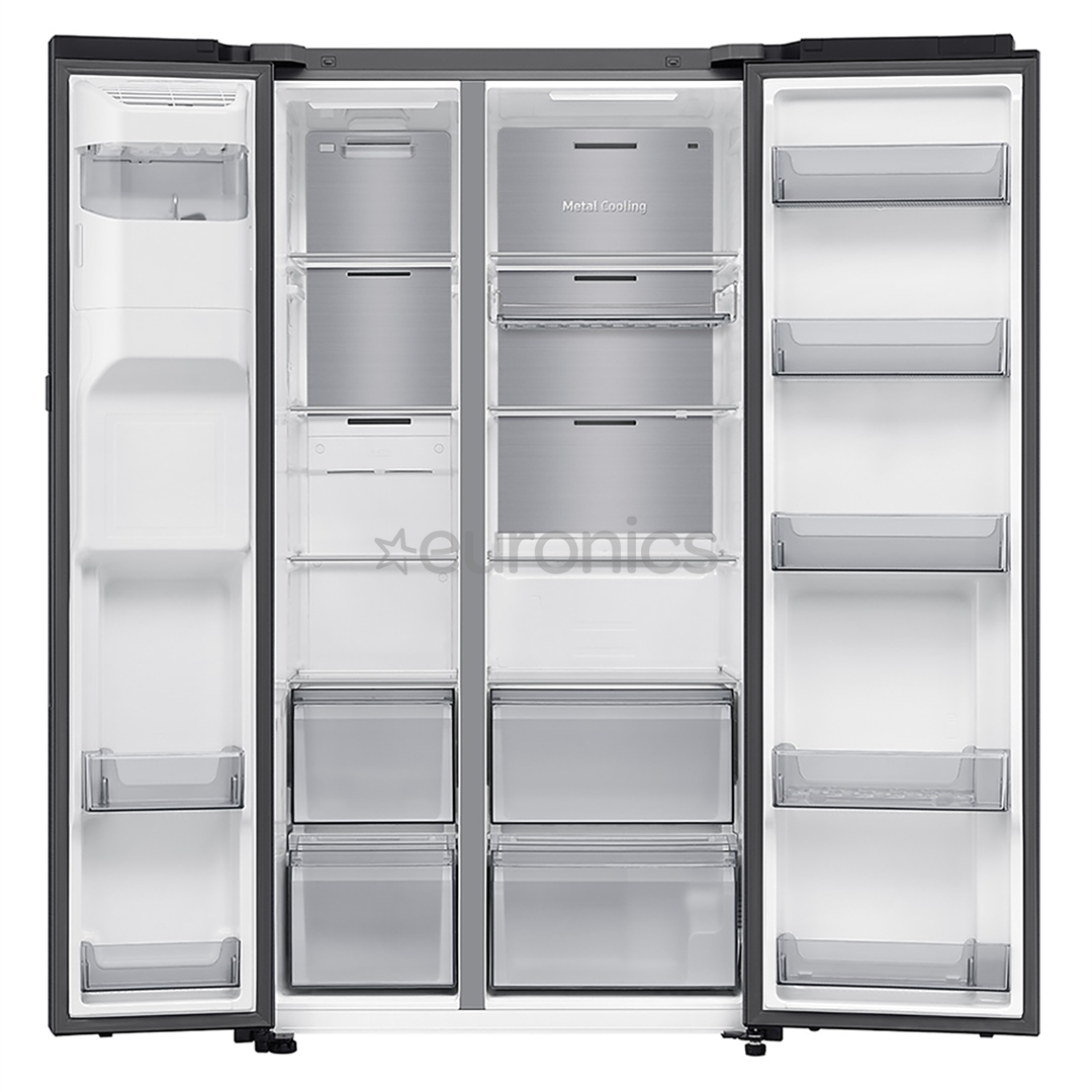 Samsung Bespoke AI Home, NoFrost, 621 л, высота 179 см, черный - SBS-холодильник