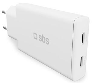SBS Wall Charger, 2xUSB-C, 67 W, balta - Lādētājs TETRGAN2C70SLIM