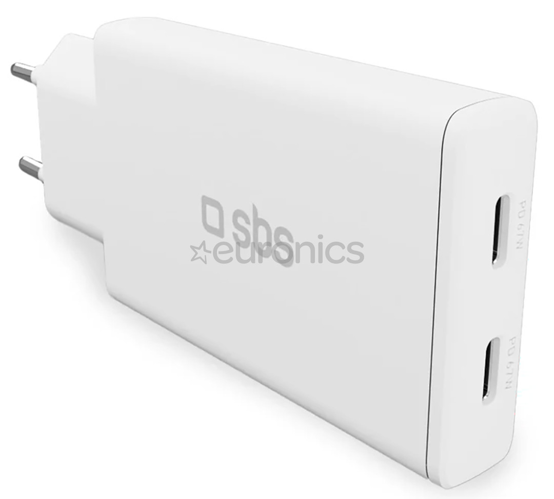 SBS Wall Charger, 2xUSB-C, 67 W, white - Wall charger