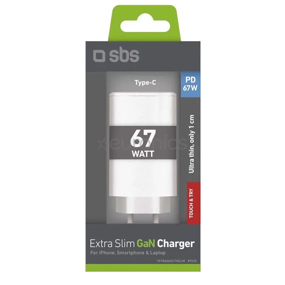 SBS Wall Charger, 2xUSB-C, 67 W, white - Wall charger