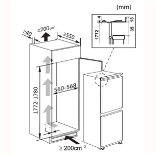 Hisense, NoFrost, 246 L, augstums 178 cm - Iebūvējams ledusskapis