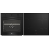 Beko, 72 L, melna - Iebūvējama elektriskā cepeškrāsns + indukcijas plīts virsma