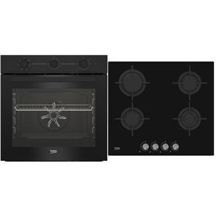 Beko, 72 L, black - Built-in oven + Gas Hob BBIE11100B+HILG64222