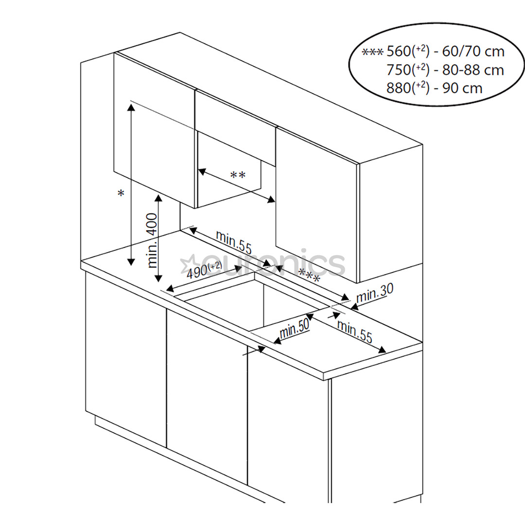 Beko, 72 L, black - Built-in oven + induction hob
