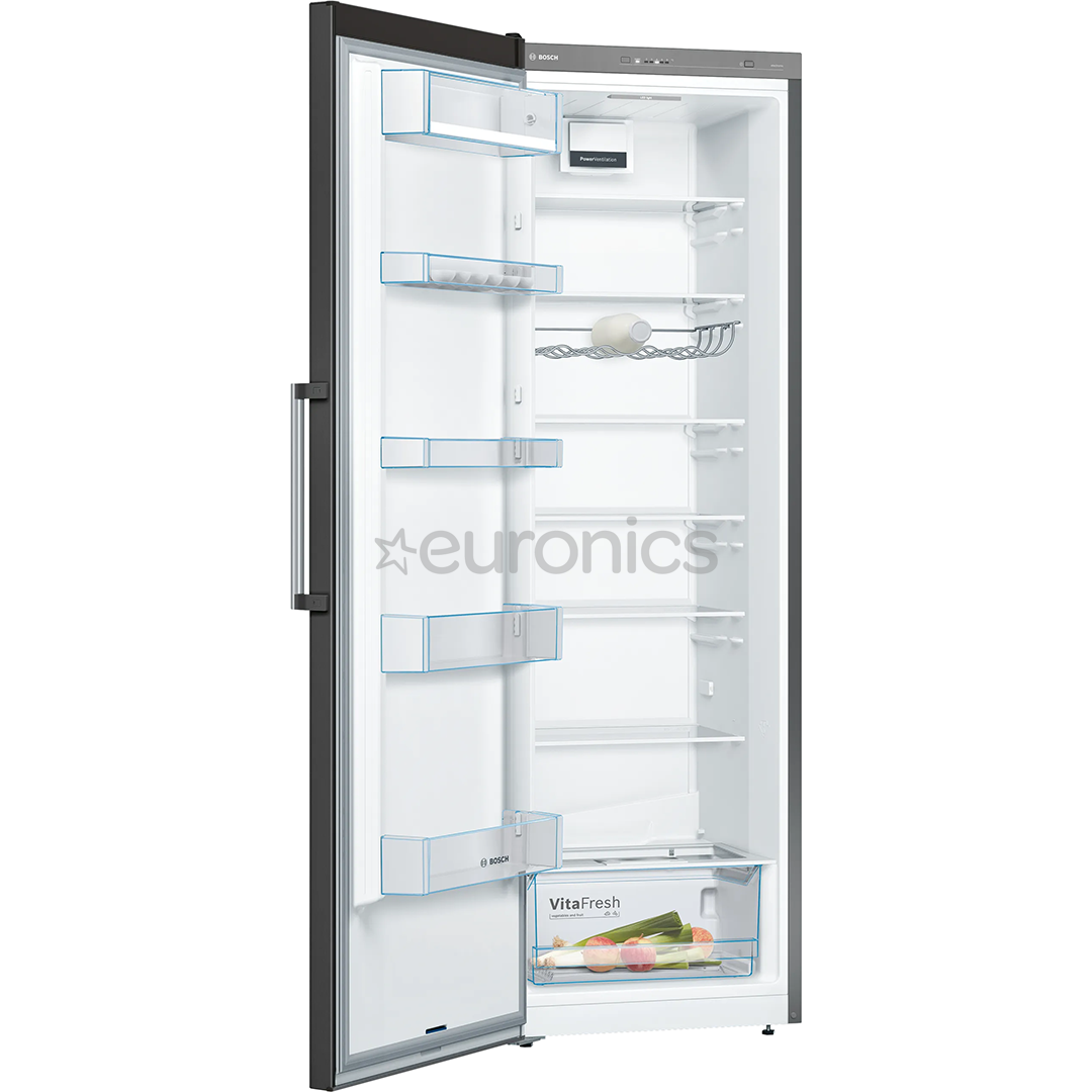 Bosch Series 4, NoFrost, augstums 186 cm, 346 L, melna - Aukstuma skapis