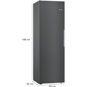 Bosch Series 4, NoFrost, augstums 186 cm, 346 L, melna - Aukstuma skapis