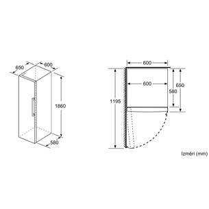 Bosch Series 4, 346 л, высота 186 см, черный - Холодильный шкаф