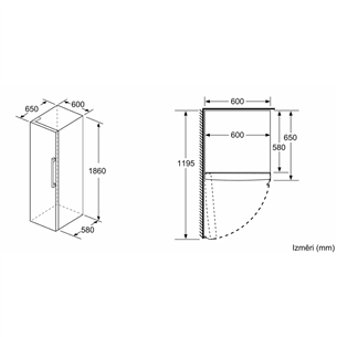 Bosch Series 4, NoFrost, augstums 186 cm, 346 L, melna - Aukstuma skapis