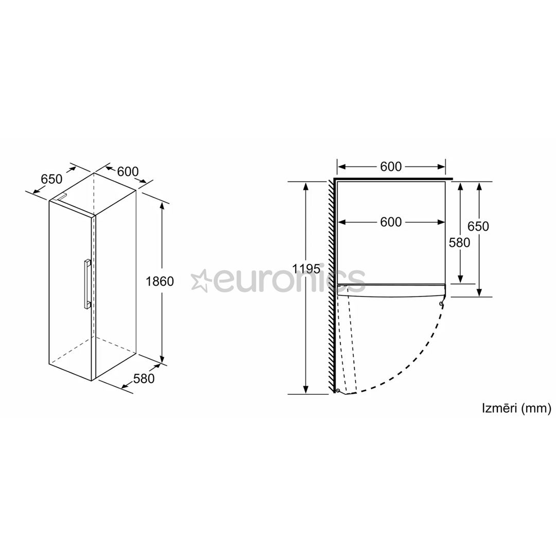Bosch Series 4, NoFrost, augstums 186 cm, 346 L, melna - Aukstuma skapis