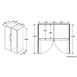 Bosch Series 4, 346 л, высота 186 см, черный - Холодильный шкаф