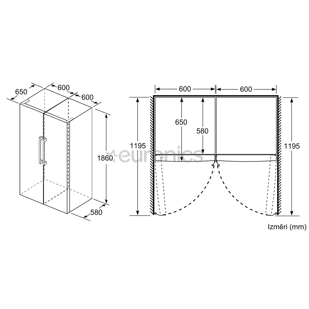 Bosch Series 4, 346 л, высота 186 см, черный - Холодильный шкаф