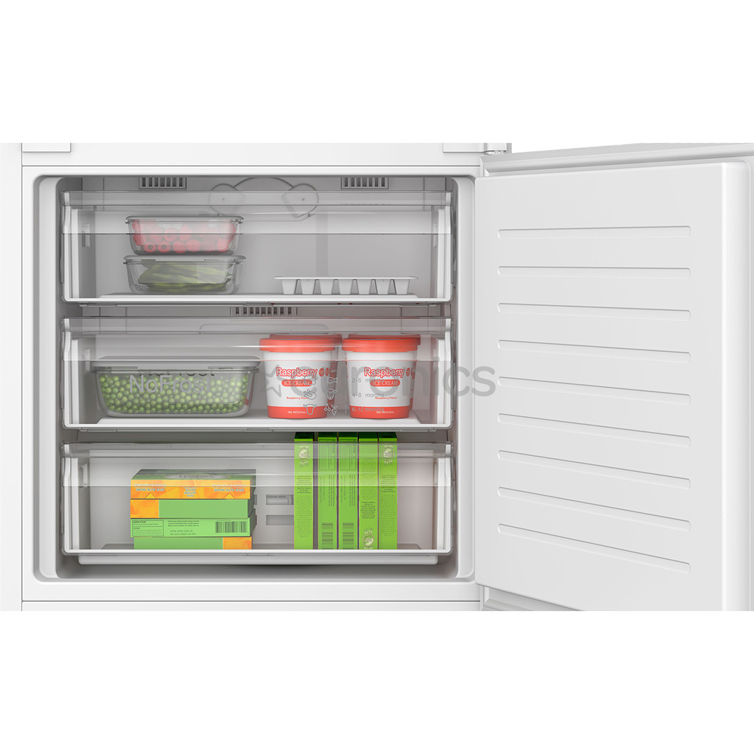 Bosch, Series 4, NoFrost, 383 L, augstums 194 cm - Iebūvējams ledusskapis