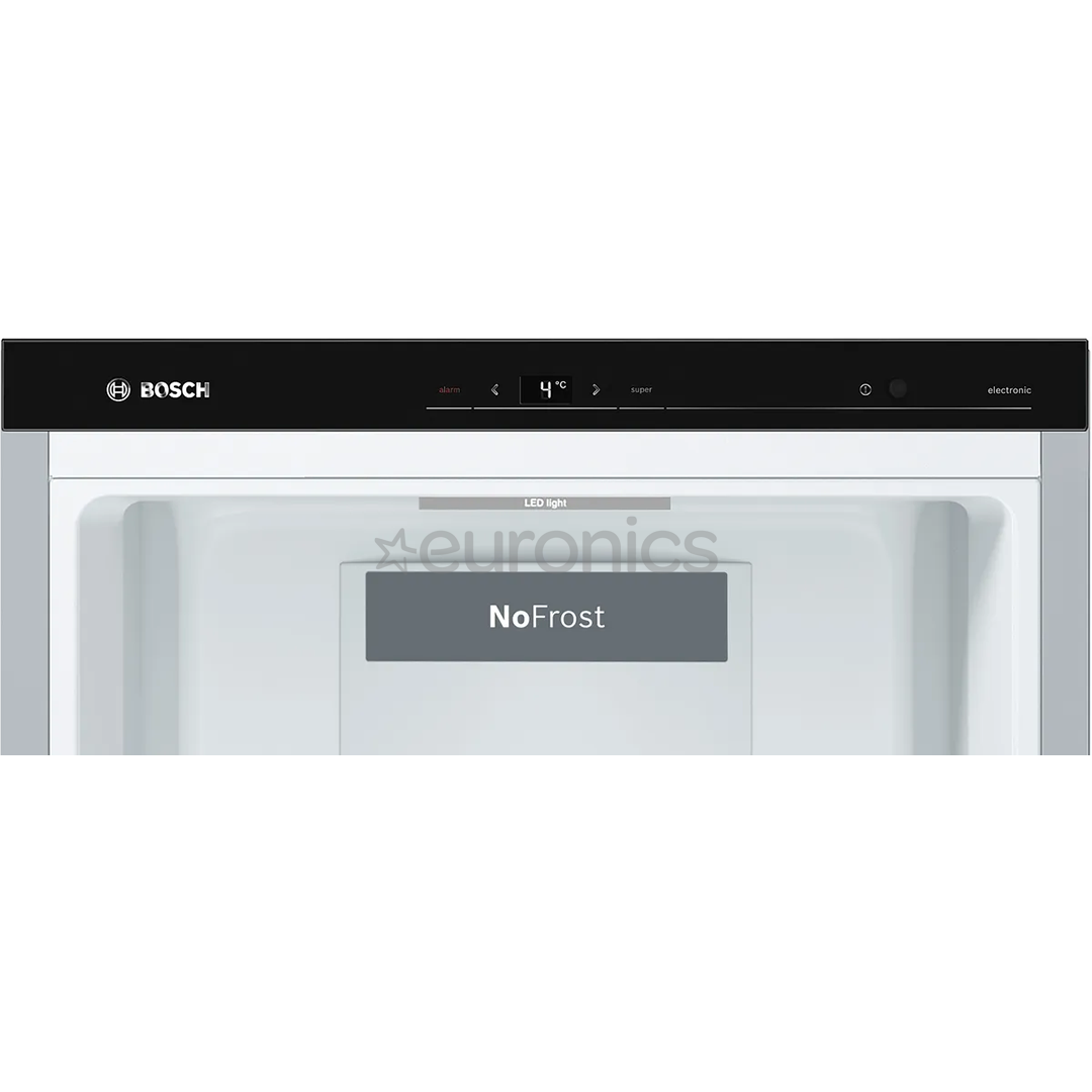Bosch Series 8, NoFrost, 309 л, высота 186 см, нерж. сталь - Холодильный шкаф
