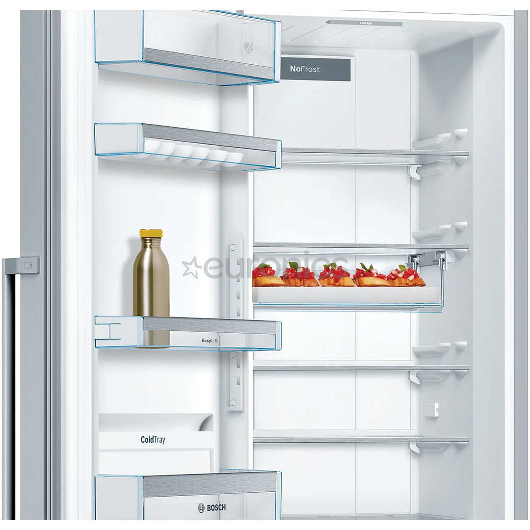 Bosch Series 8, NoFrost, 309 л, высота 186 см, нерж. сталь - Холодильный шкаф