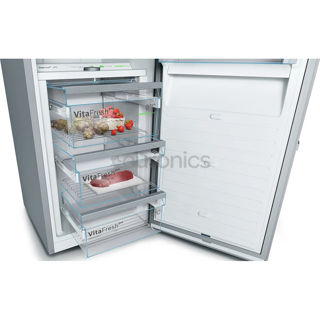 Bosch Series 8, NoFrost, 309 л, высота 186 см, нерж. сталь - Холодильный шкаф
