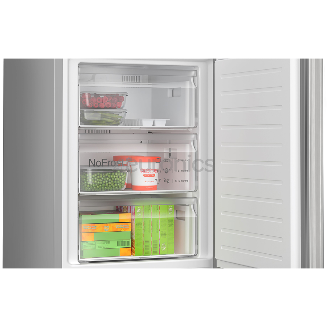 Bosch, Series 4, NoFrost, 363 L, height 203 cm, inox - Refrigerator