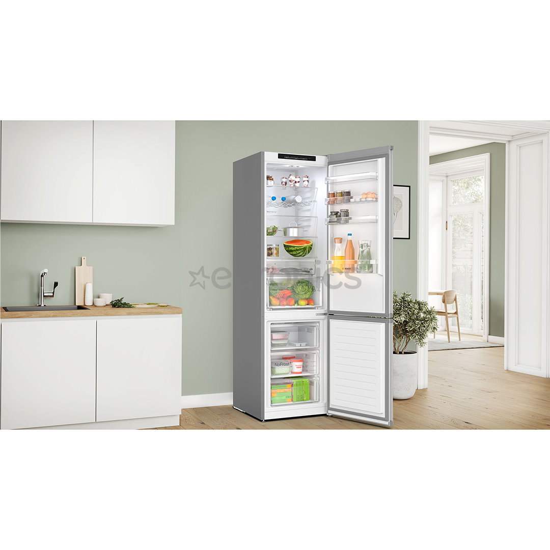 Bosch, Series 4, NoFrost, 363 L, height 203 cm, inox - Refrigerator