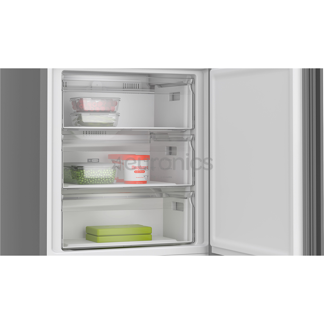 Bosch, Series 4, NoFrost, 440 L, augstums 203 cm, tumši pelēka - Ledusskapis