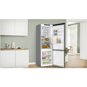 Bosch, Series 4, NoFrost, 440 L, height 203 cm, dark grey - Refrigerator
